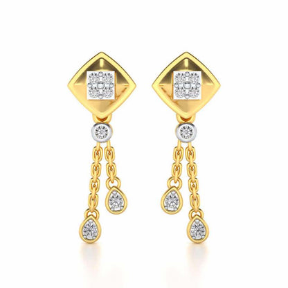 Shiny Chain Dangler Earrings - Yellow Gold - Image 1