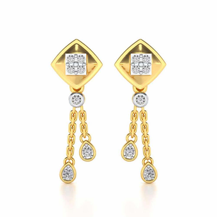 Shiny Chain Dangler Earrings - Yellow Gold - Image 1