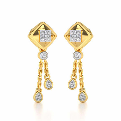 Shiny Chain Dangler Earrings - Yellow Gold - Image 2
