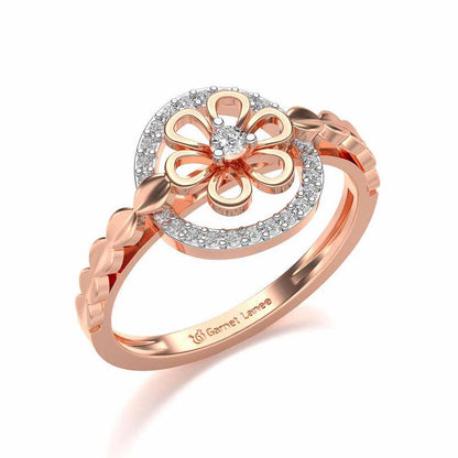 Shiny Circled Flower Silver Ring - Rose Gold - Image 1
