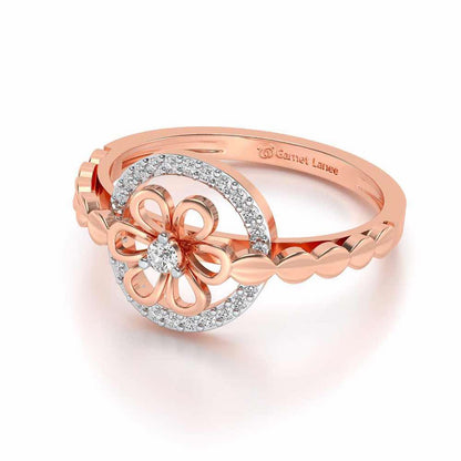 Shiny Circled Flower Silver Ring - Rose Gold - Image 2