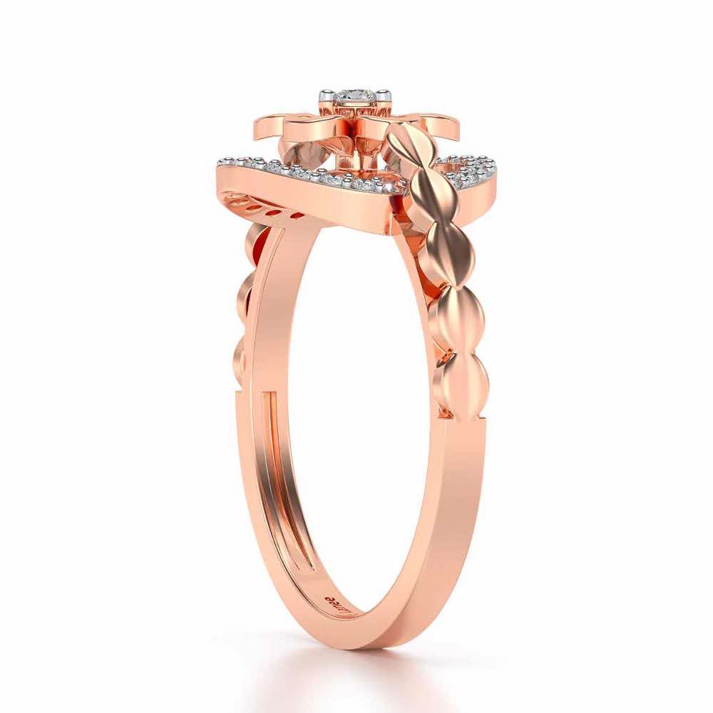 Shiny Circled Flower Silver Ring - Rose Gold - Image 3