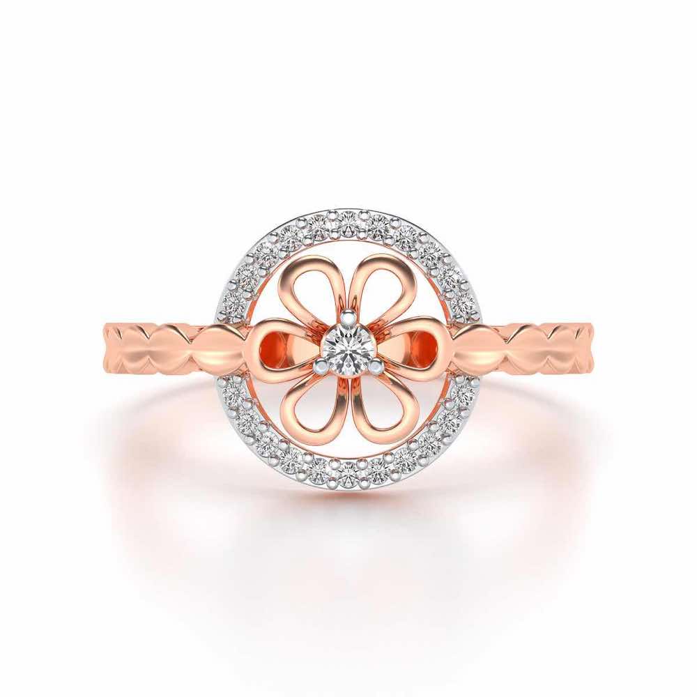 Shiny Circled Flower Silver Ring - Rose Gold - Image 4