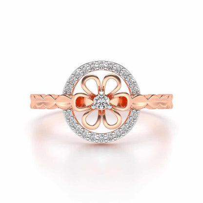 Shiny Circled Flower Silver Ring - Rose Gold - Image 4