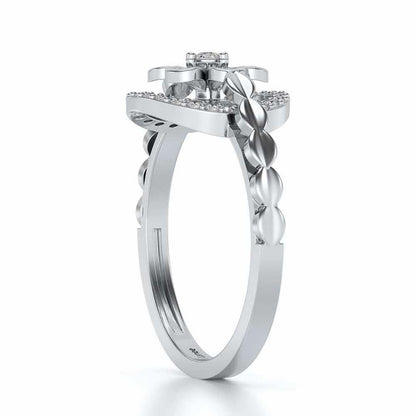 Shiny Circled Flower Silver Ring - White Gold - Image 3