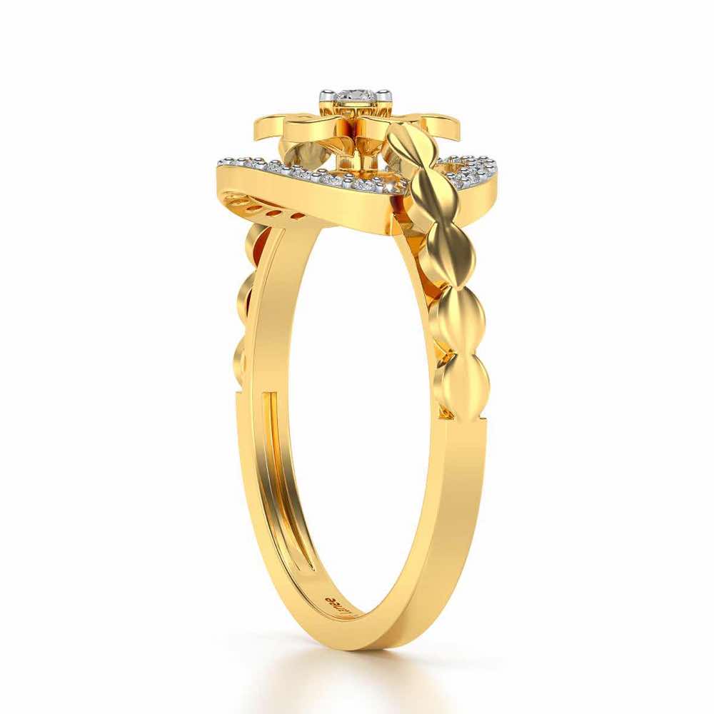 Shiny Circled Flower Silver Ring - Yellow Gold - Image 3