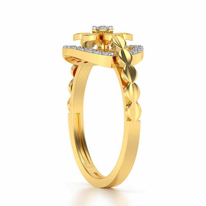 Shiny Circled Flower Silver Ring - Yellow Gold - Image 3