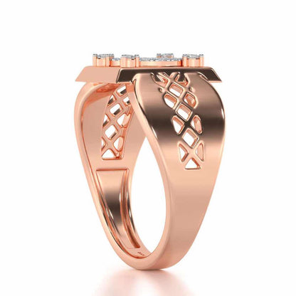 Shiny Cohort Silver Ring For Men - Rose Gold - Image 3