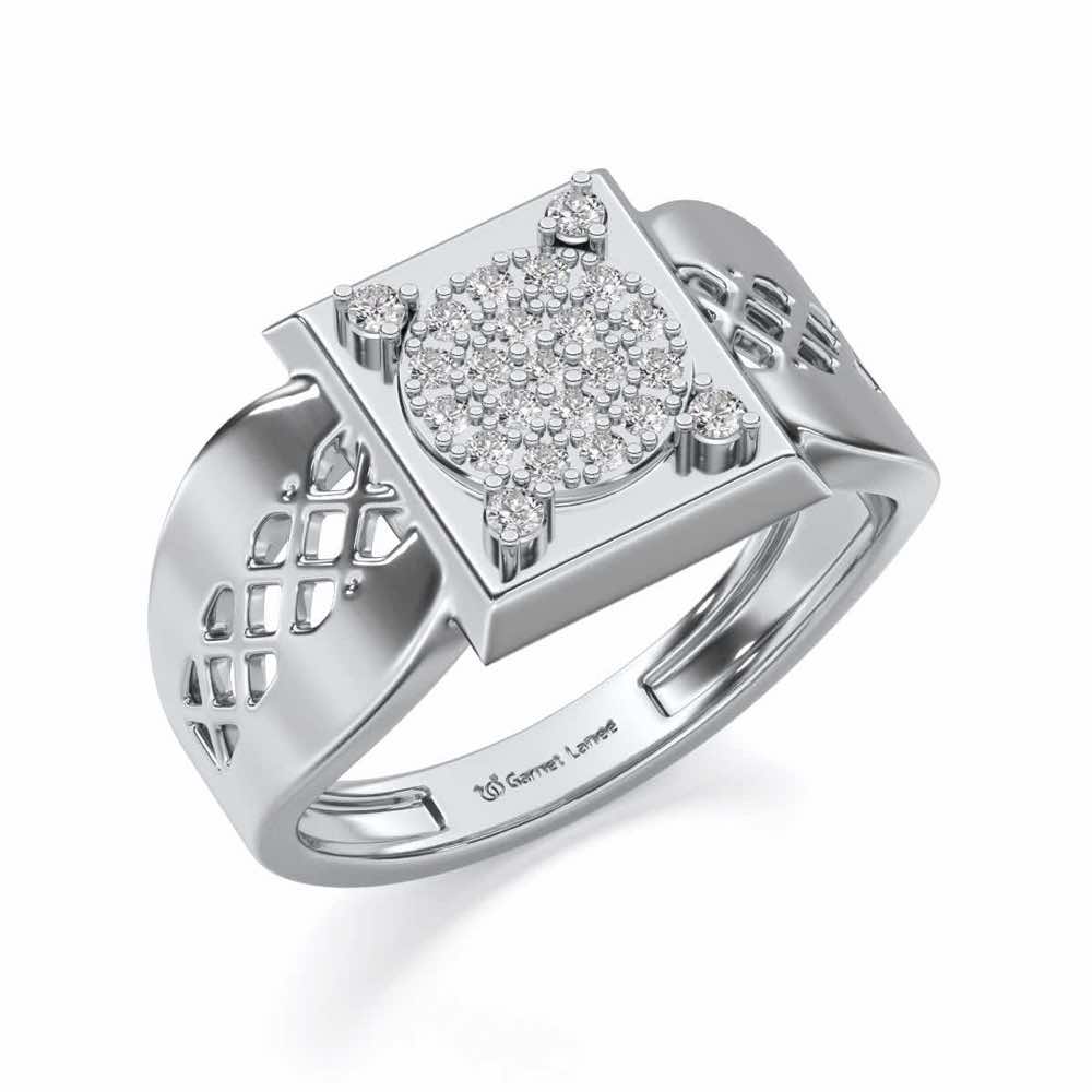 Shiny Cohort Silver Ring For Men - White Gold - Image 1