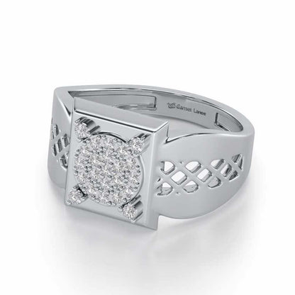 Shiny Cohort Silver Ring For Men - White Gold - Image 2