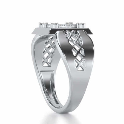 Shiny Cohort Silver Ring For Men - White Gold - Image 3
