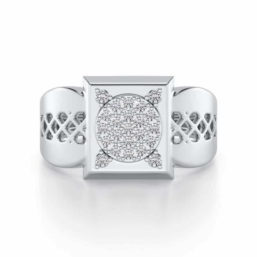 Shiny Cohort Silver Ring For Men - White Gold - Image 4