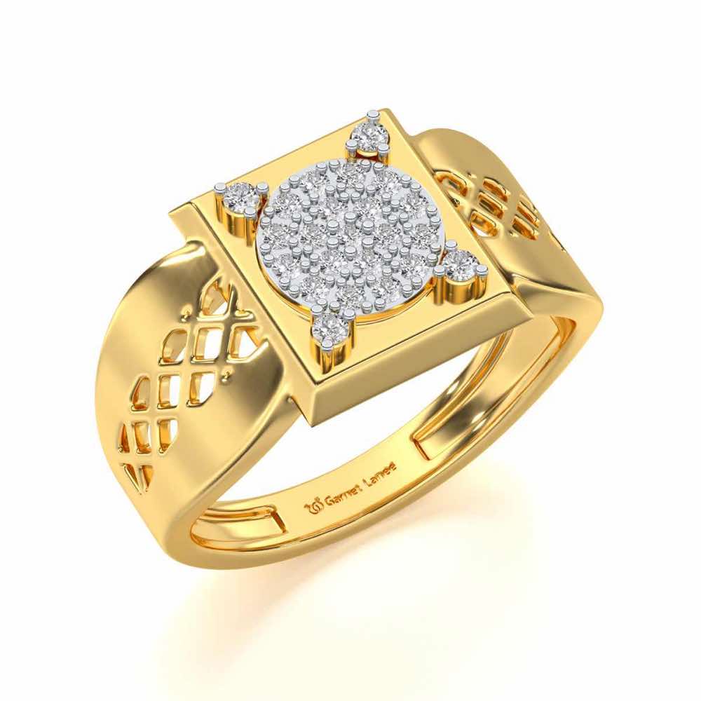 Shiny Cohort Silver Ring For Men - Yellow Gold - Image 1