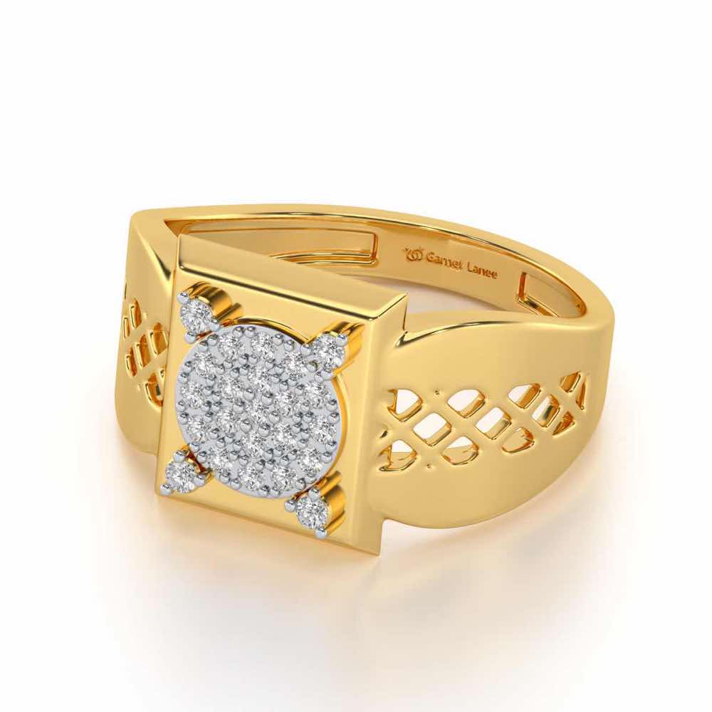 Shiny Cohort Silver Ring For Men - Yellow Gold - Image 2