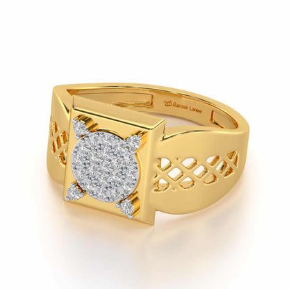 Shiny Cohort Silver Ring For Men - Yellow Gold - Image 2