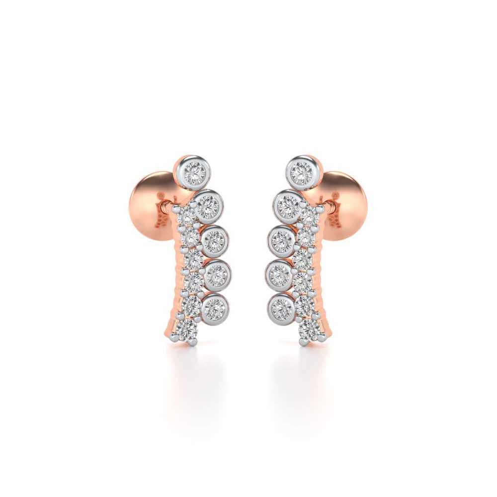 Shiny Crescent Silver Earrings - Rose Gold - Image 1