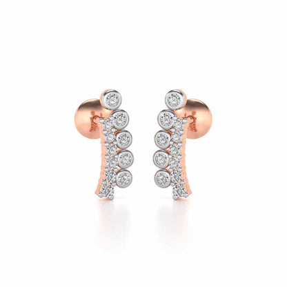Shiny Crescent Silver Earrings - Rose Gold - Image 1