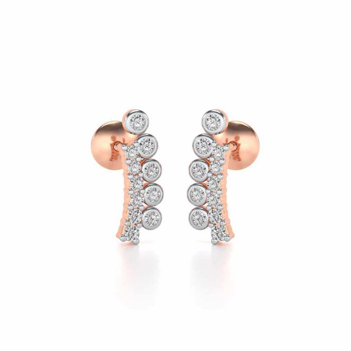 Shiny Crescent Silver Earrings - Rose Gold - Image 1