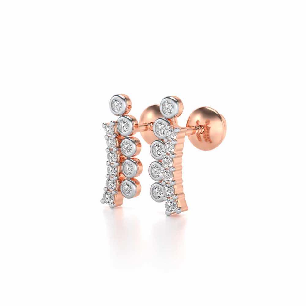 Shiny Crescent Silver Earrings - Rose Gold - Image 3