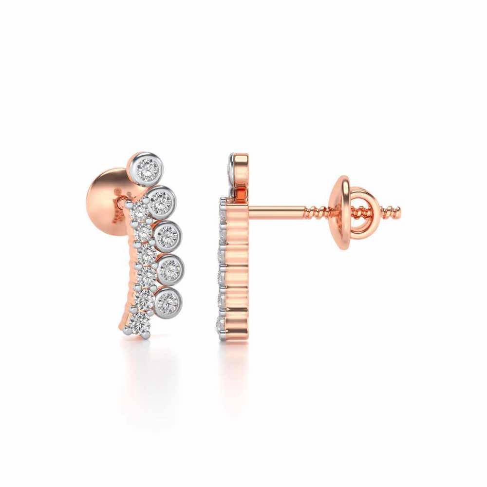 Shiny Crescent Silver Earrings - Rose Gold - Image 4