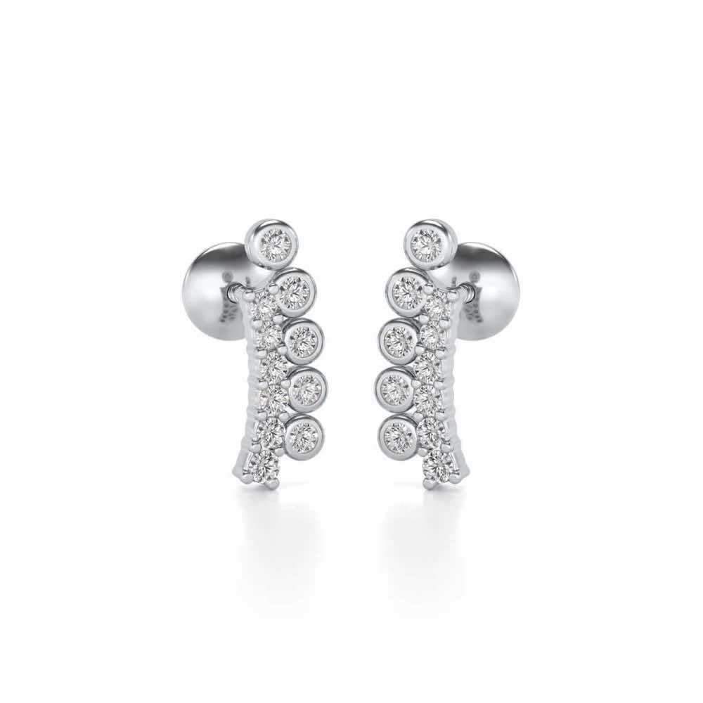 Shiny Crescent Silver Earrings - White Gold - Image 1