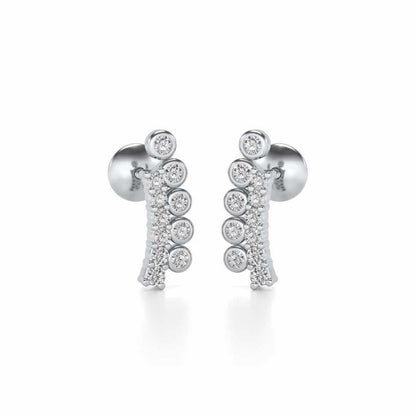 Shiny Crescent Silver Earrings - White Gold - Image 1