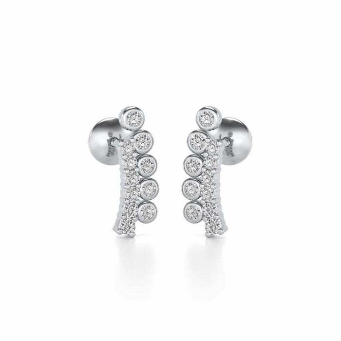 Shiny Crescent Silver Earrings - White Gold - Image 1
