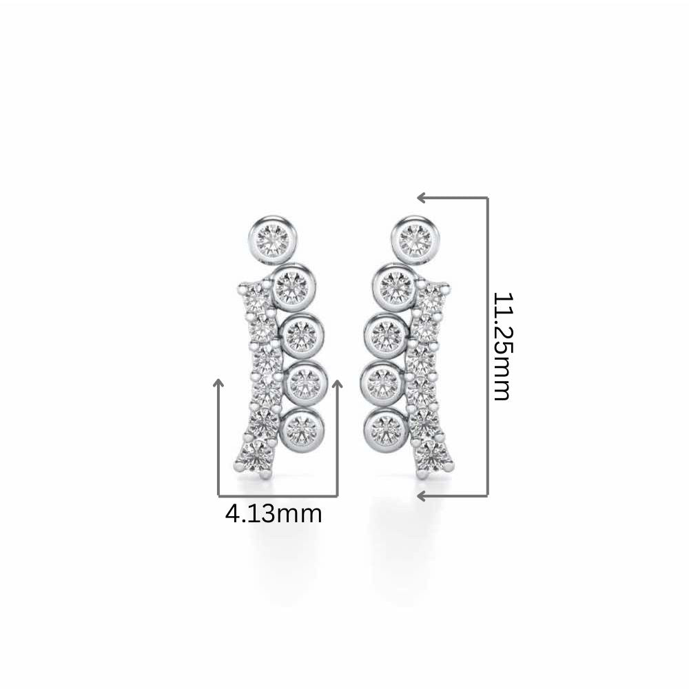 Shiny Crescent Silver Earrings - White Gold - Image 2