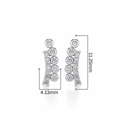 Shiny Crescent Silver Earrings - White Gold - Image 2