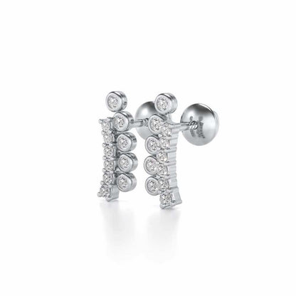 Shiny Crescent Silver Earrings - White Gold - Image 3