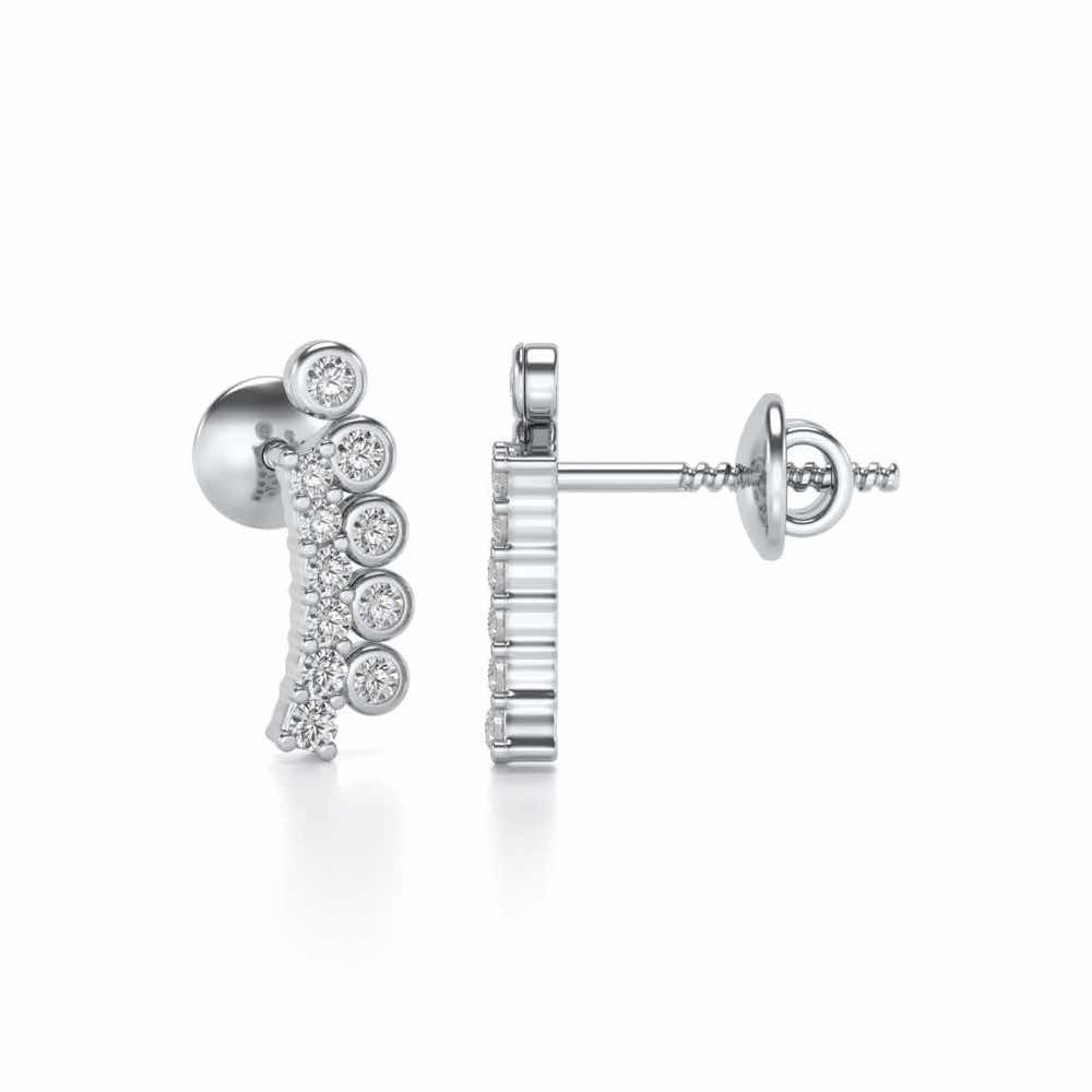 Shiny Crescent Silver Earrings - White Gold - Image 4