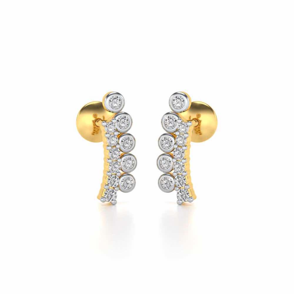 Shiny Crescent Silver Earrings - Yellow Gold - Image 1