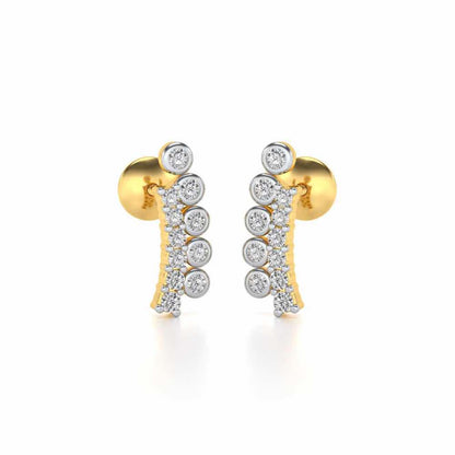 Shiny Crescent Silver Earrings - Yellow Gold - Image 1