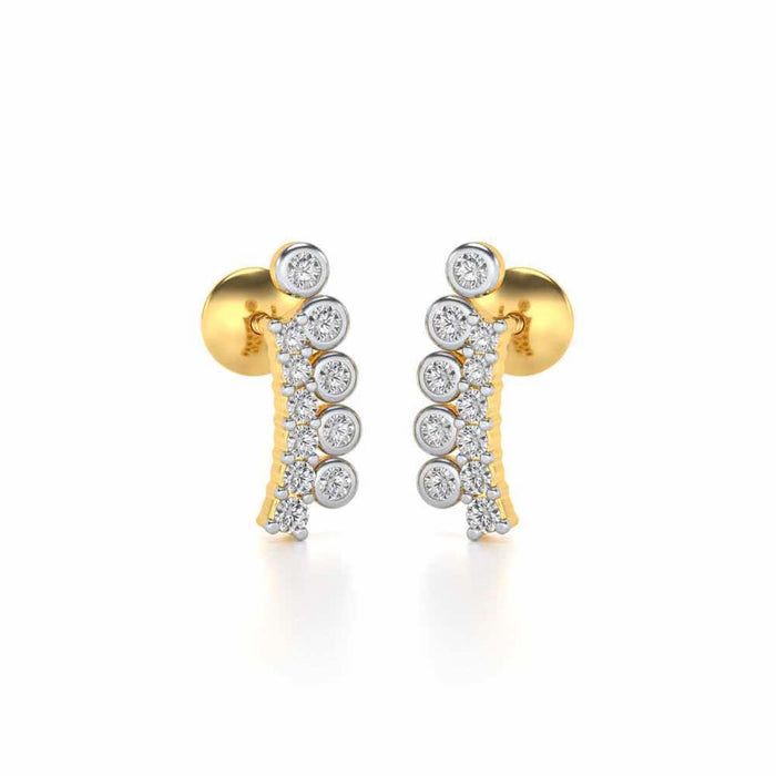 Shiny Crescent Silver Earrings - Yellow Gold - Image 1