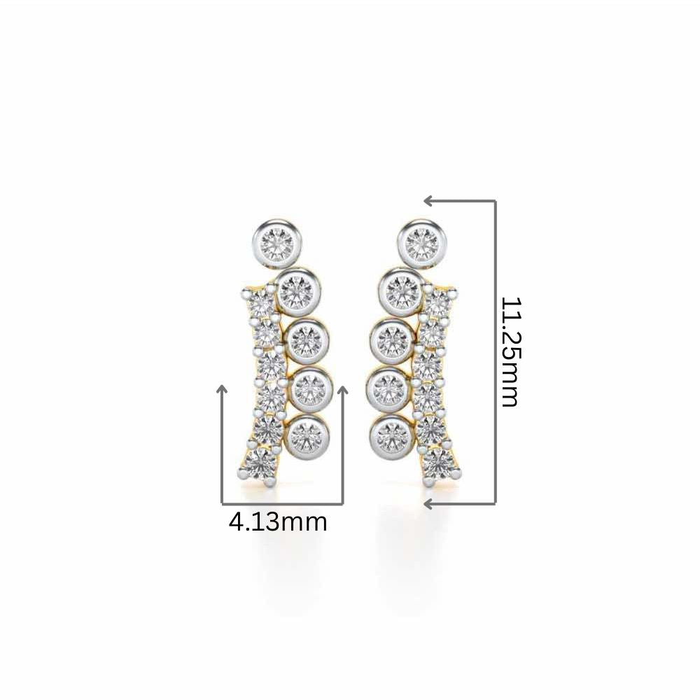 Shiny Crescent Silver Earrings - Yellow Gold - Image 2
