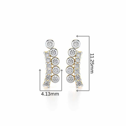Shiny Crescent Silver Earrings - Yellow Gold - Image 2