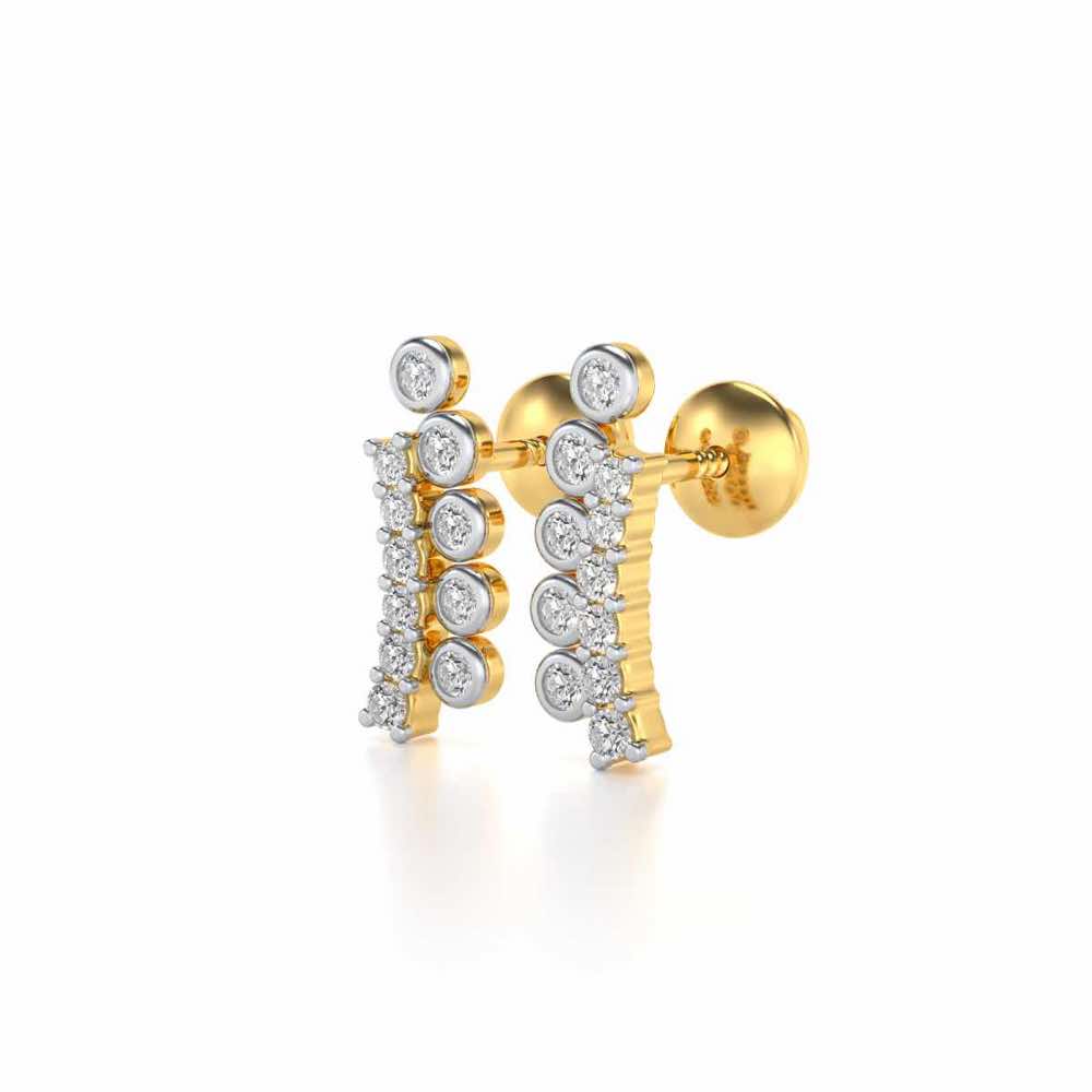 Shiny Crescent Silver Earrings - Yellow Gold - Image 3