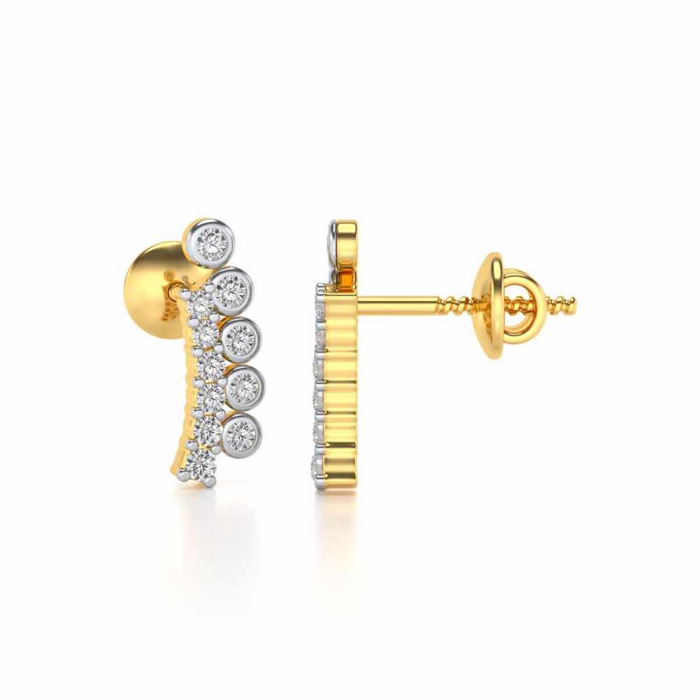Shiny Crescent Silver Earrings - Yellow Gold - Image 4