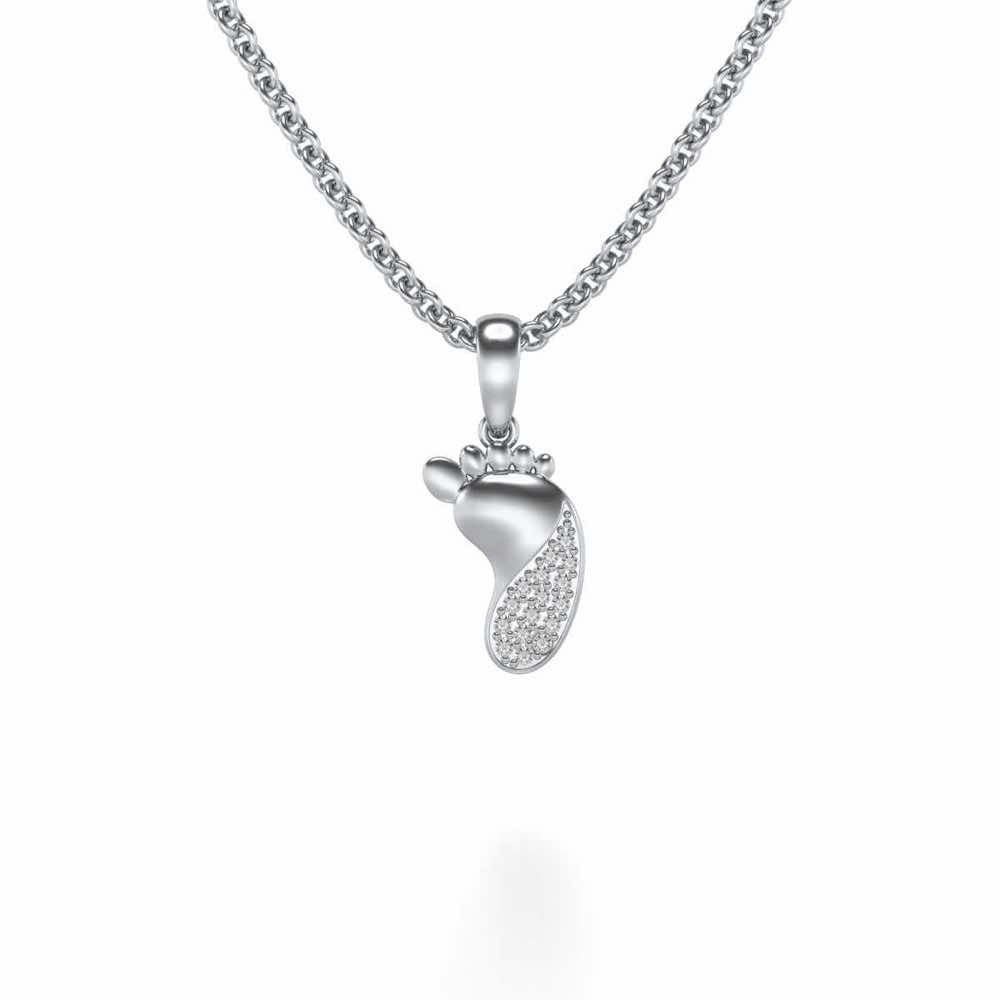 Shiny Foot Silver Pendant - White Gold - Image 1