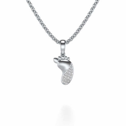 Shiny Foot Silver Pendant - White Gold - Image 1