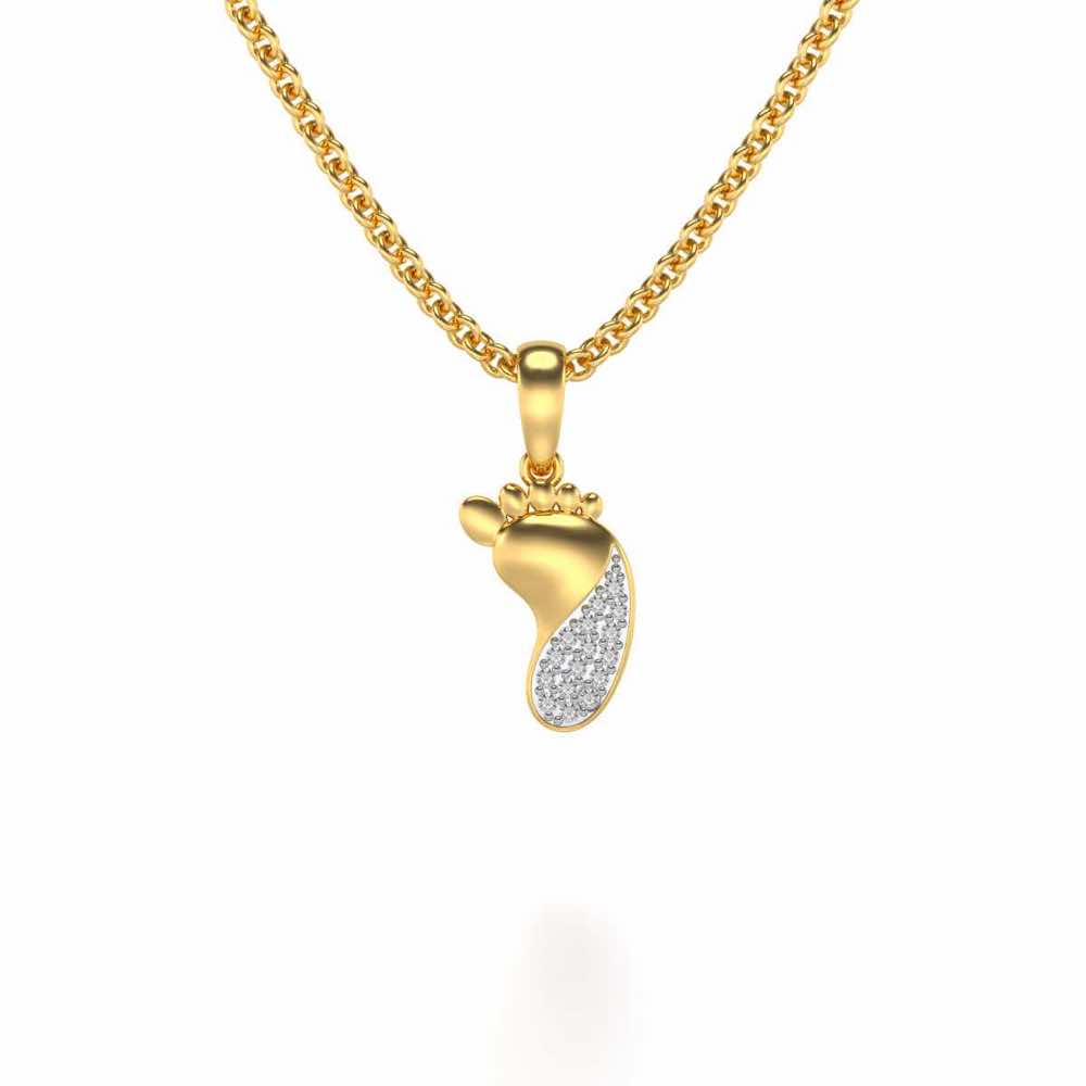 Shiny Foot Silver Pendant - Yellow Gold - Image 1