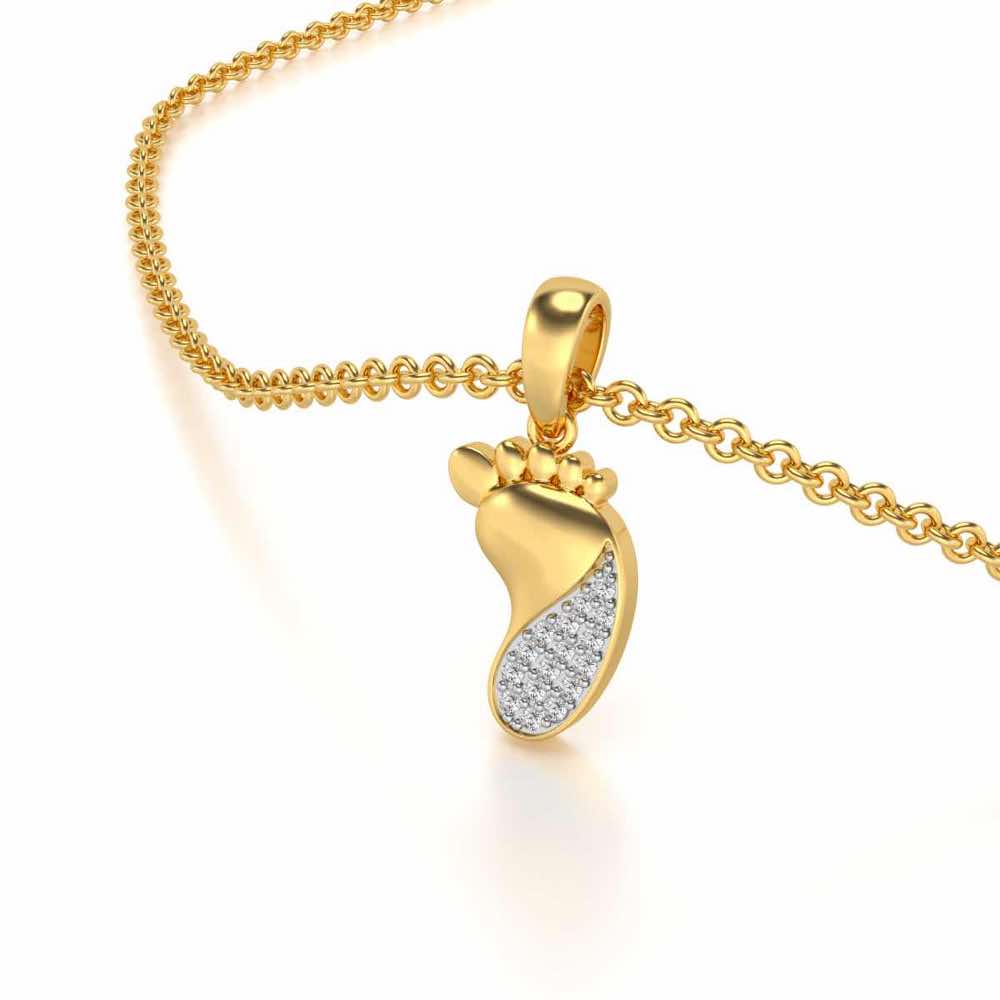 Shiny Foot Silver Pendant - Yellow Gold - Image 2