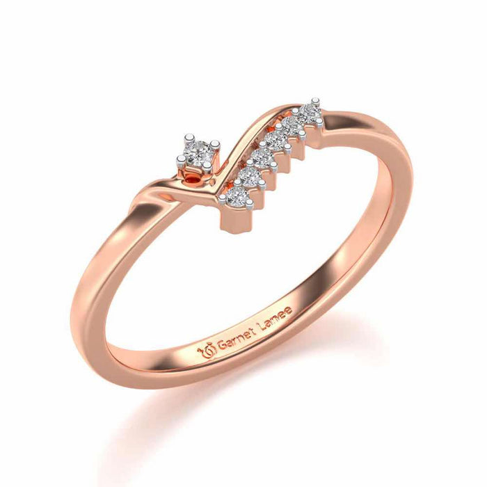 Shiny Wave Silver Ring - Rose Gold - Image 1