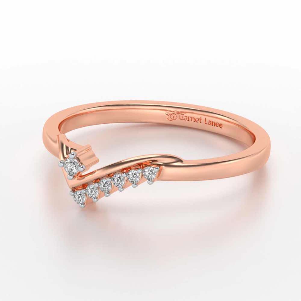 Shiny Wave Silver Ring - Rose Gold - Image 2