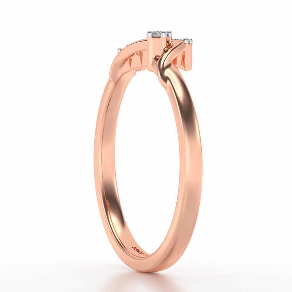 Shiny Wave Silver Ring - Rose Gold - Image 3