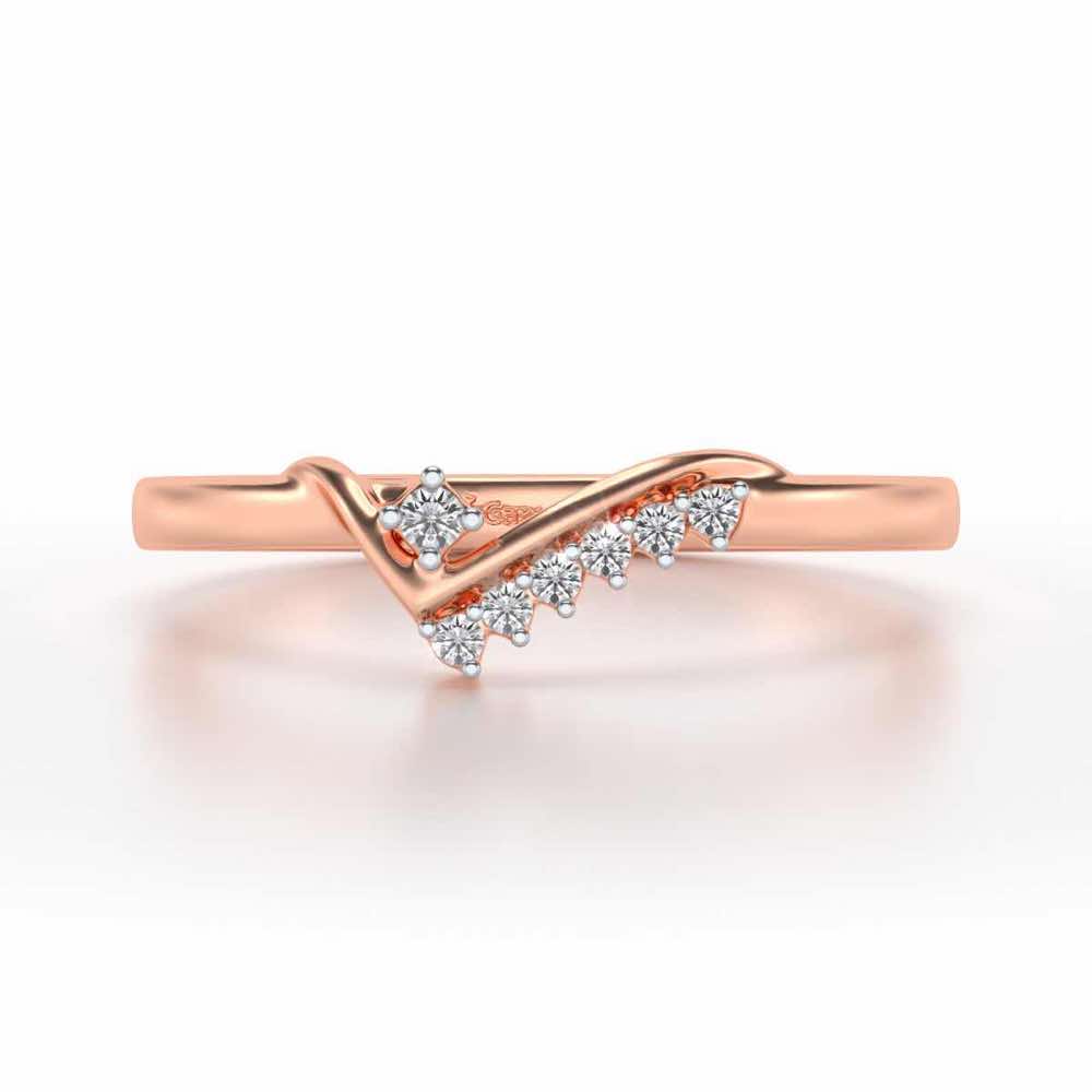 Shiny Wave Silver Ring - Rose Gold - Image 4
