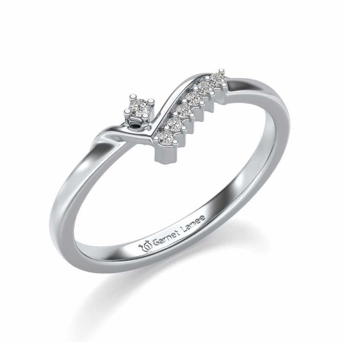 Shiny Wave Silver Ring - White Gold - Image 1