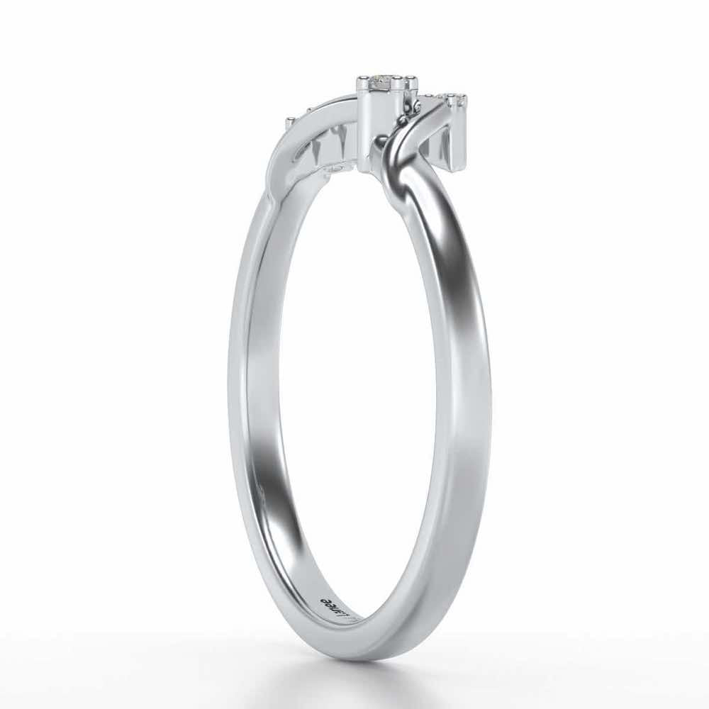 Shiny Wave Silver Ring - White Gold - Image 3