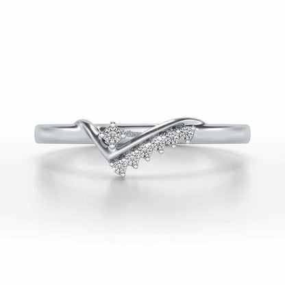 Shiny Wave Silver Ring - White Gold - Image 4