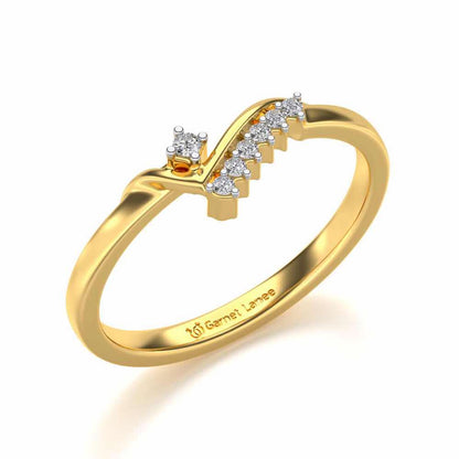 Shiny Wave Silver Ring - Yellow Gold - Image 1